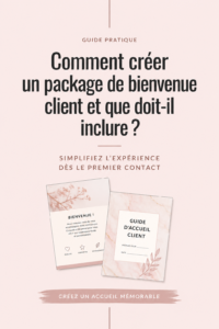 Un pack d'accueil élégant et professionnel pour clients, avec des brochures et des cadeaux