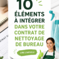 Image d'un contrat de nettoyage pour bureau avec des éléments clés soulignés.