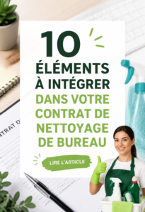 Image d'un contrat de nettoyage pour bureau avec des éléments clés soulignés.