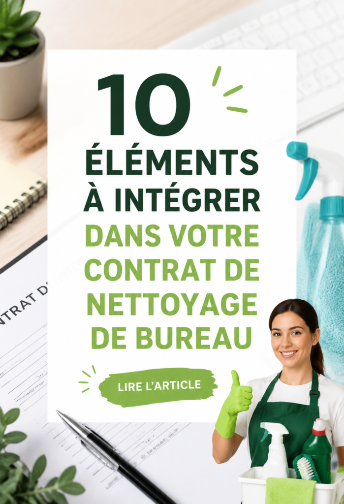 Image d'un contrat de nettoyage pour bureau avec des éléments clés soulignés.