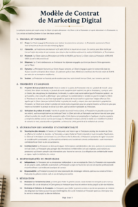 Modèle personnalisable de contrat de marketing digital sur table