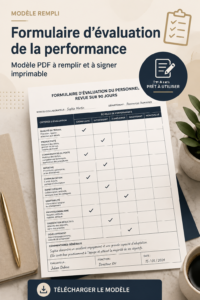 Modèle de formulaire d'évaluation de la performance professionnel