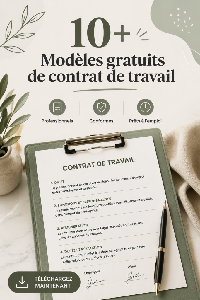 Une image d'exemples de modèles d'accords d'emploi sur un bureau