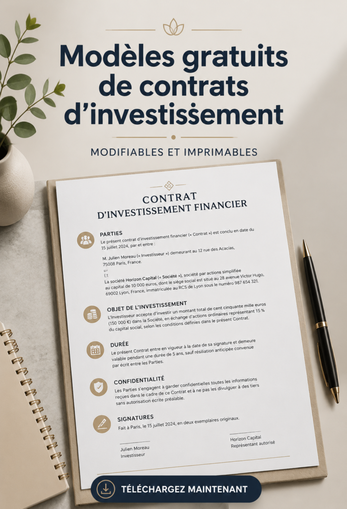 Modèles de contrats d'investissement disponibles au téléchargement