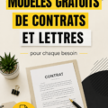 Modèles gratuits de contrats et lettres sur une table en bois