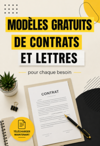 Modèles gratuits de contrats et lettres sur une table en bois