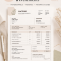 Modèle de facture pour un planificateur d'événements, design élégant et professionnel.