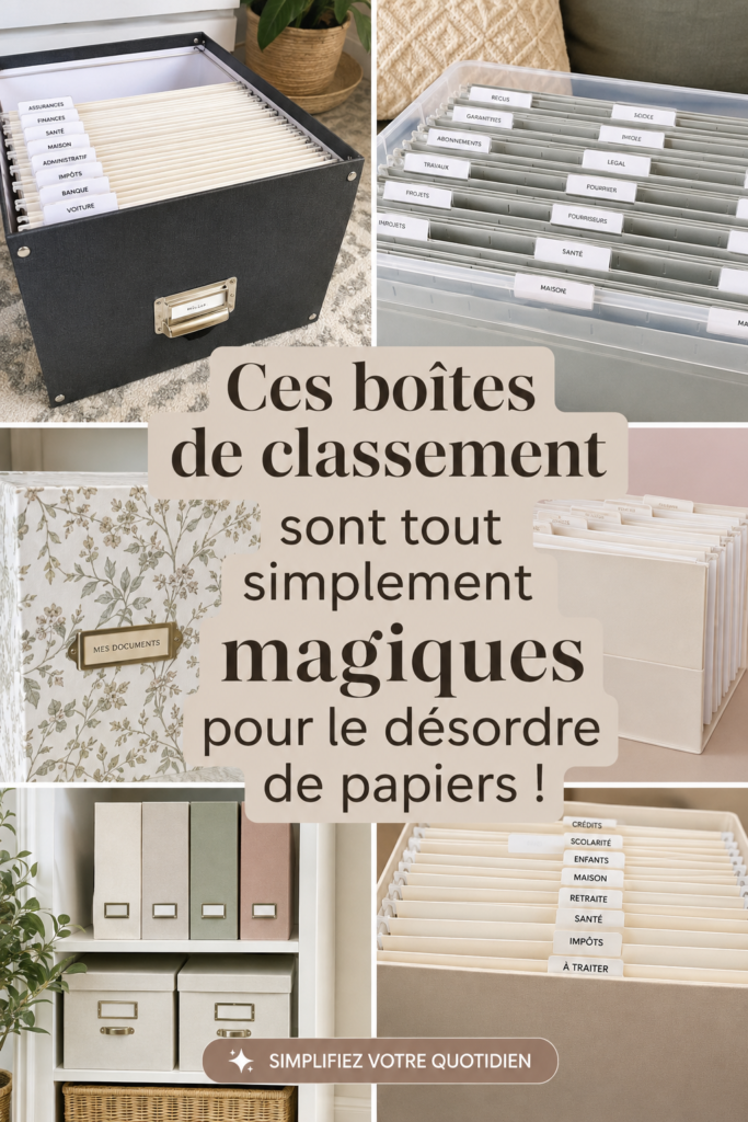 Boîtes de rangement colorées sur un bureau organisé, symbolisant l'efficacité et la clarté dans le travail.