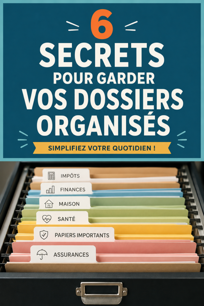 Femme consultant ses fichiers bien organisés sur un bureau.