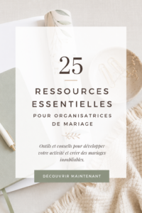 Organisatrice de mariage en train de planifier un événement avec des ressources professionnelles.