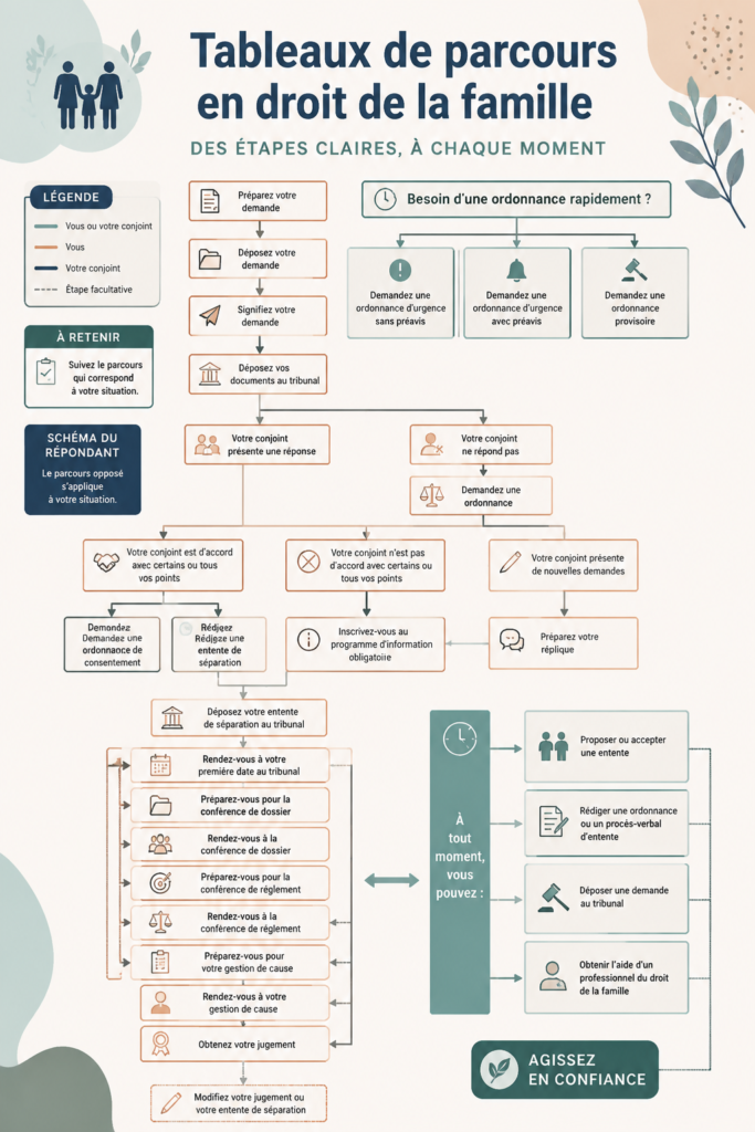 Schéma illustrant le droit familial et ses étapes