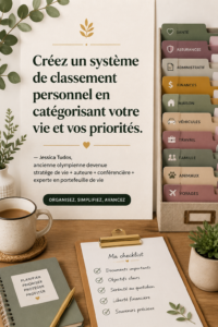 Un bureau bien organisé avec des dossiers classés pour une gestion de vie efficace.