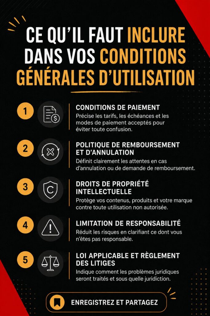 Un document de conditions générales d'entreprise illustré sur un bureau.