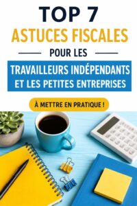 Image représentant des conseils fiscaux pour indépendants et petites entreprises, avec des documents et un ordinateur.