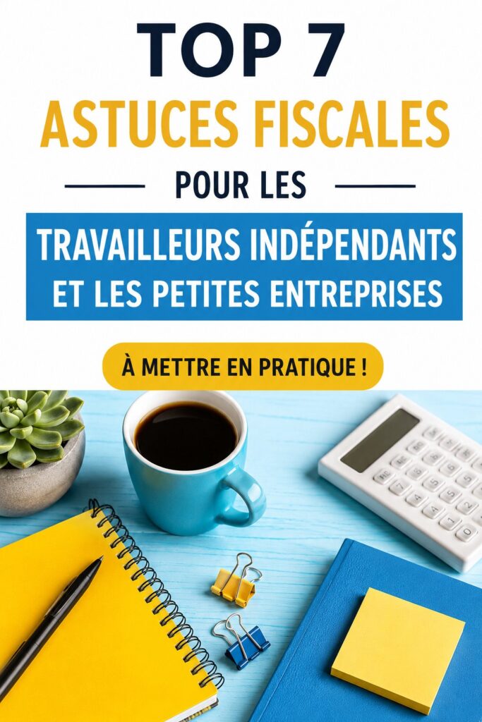 Image représentant des conseils fiscaux pour indépendants et petites entreprises, avec des documents et un ordinateur.