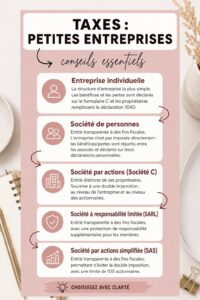 Femme d'affaires examinant des documents fiscaux avec un ordinateur.