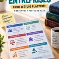 Femme lisant un guide pratique sur le droit des entreprises dans un bureau chaleureux.