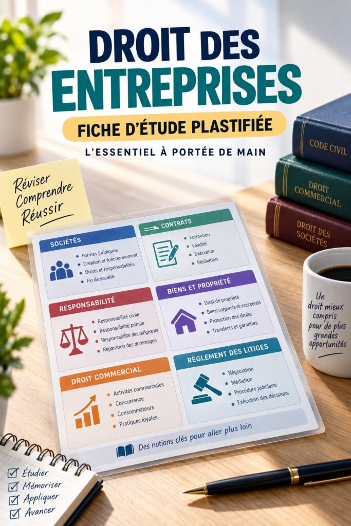 Femme lisant un guide pratique sur le droit des entreprises dans un bureau chaleureux.