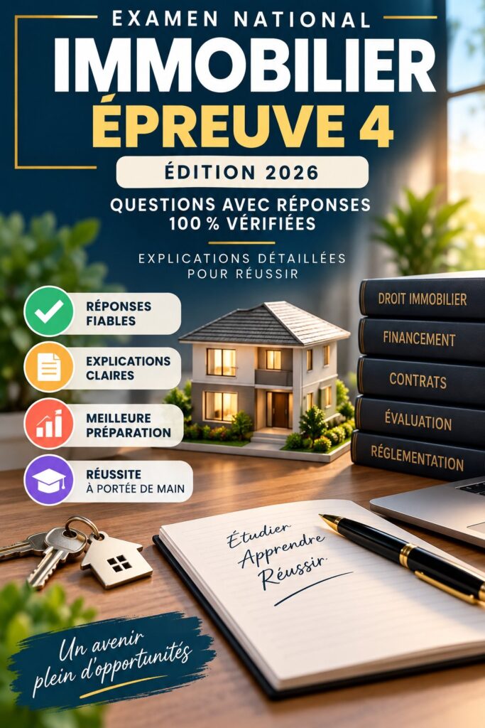 Une femme concentrée en train d'étudier pour l'examen national de l'immobilier.