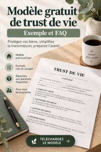 Modèle de fiducie vivante sur un bureau avec des notes et un stylo
