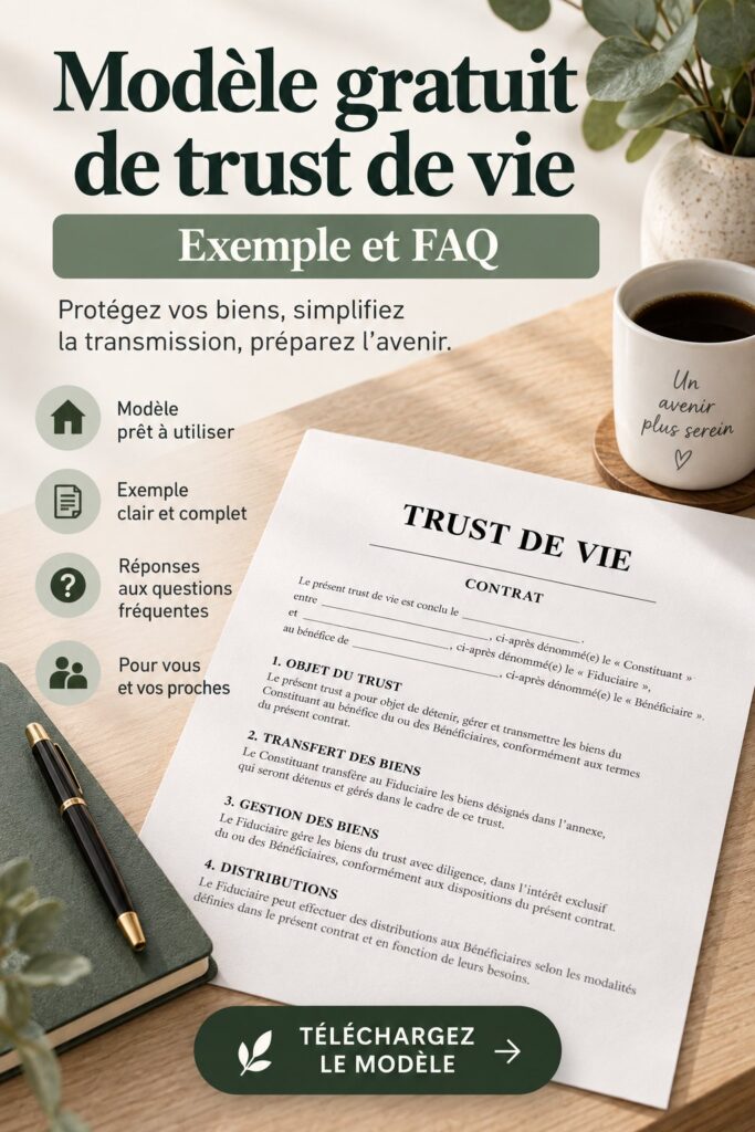 Modèle de fiducie vivante sur un bureau avec des notes et un stylo