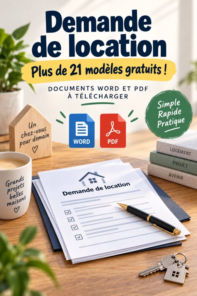 Un ordinateur avec un modèle de demande de location à l'écran, prêt à être téléchargé.