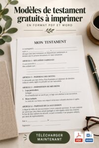 Modèle de testament gratuit à imprimer en PDF ou Word
