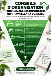 Un bureau à domicile bien organisé et accueillant pour un agent immobilier