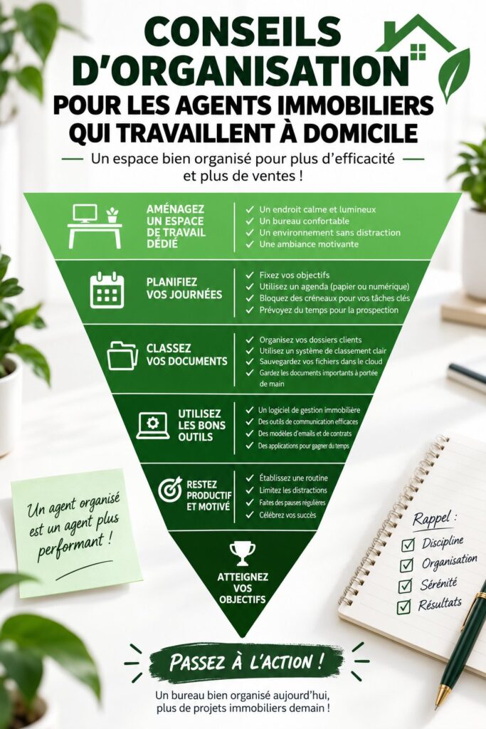Un bureau à domicile bien organisé et accueillant pour un agent immobilier