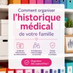 Une femme souriante au téléphone tout en regardant des documents médicaux de famille