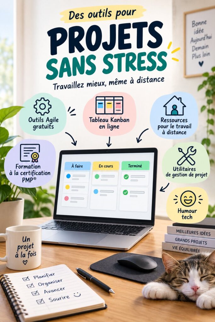 Femme travaillant depuis chez elle avec un ordinateur, utilisant des outils de gestion de projets.