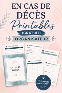 Un aperçu coloré de printables pour l'organisation des affaires personnelles.