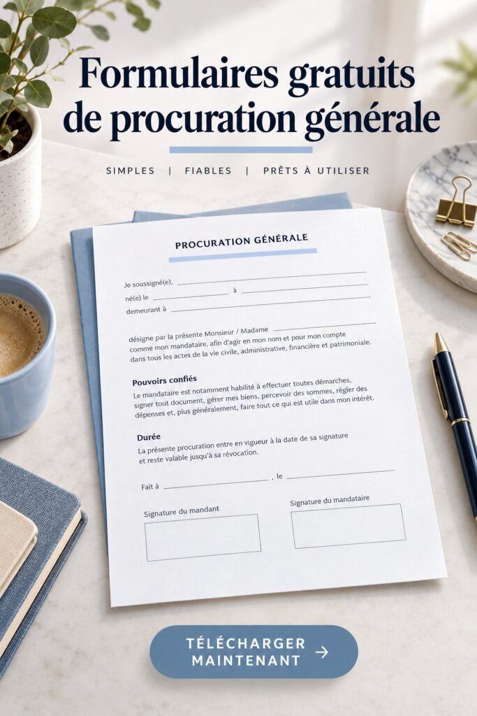 Modèles de procurations générales à télécharger en ligne, adaptés aux familles et aux entreprises.