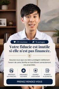 Visuel représentant une famille réunie, symbolisant la sécurité et la protection financière avec un trust vivant.