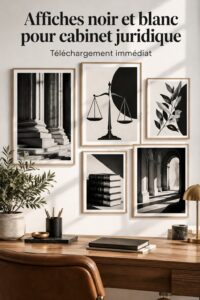 Art mural élégant en noir et blanc pour bureau d'avocat
