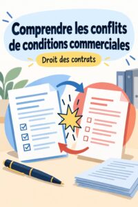 Illustration d'un juriste expliquant le concept du battle of the forms en droit des entreprises.