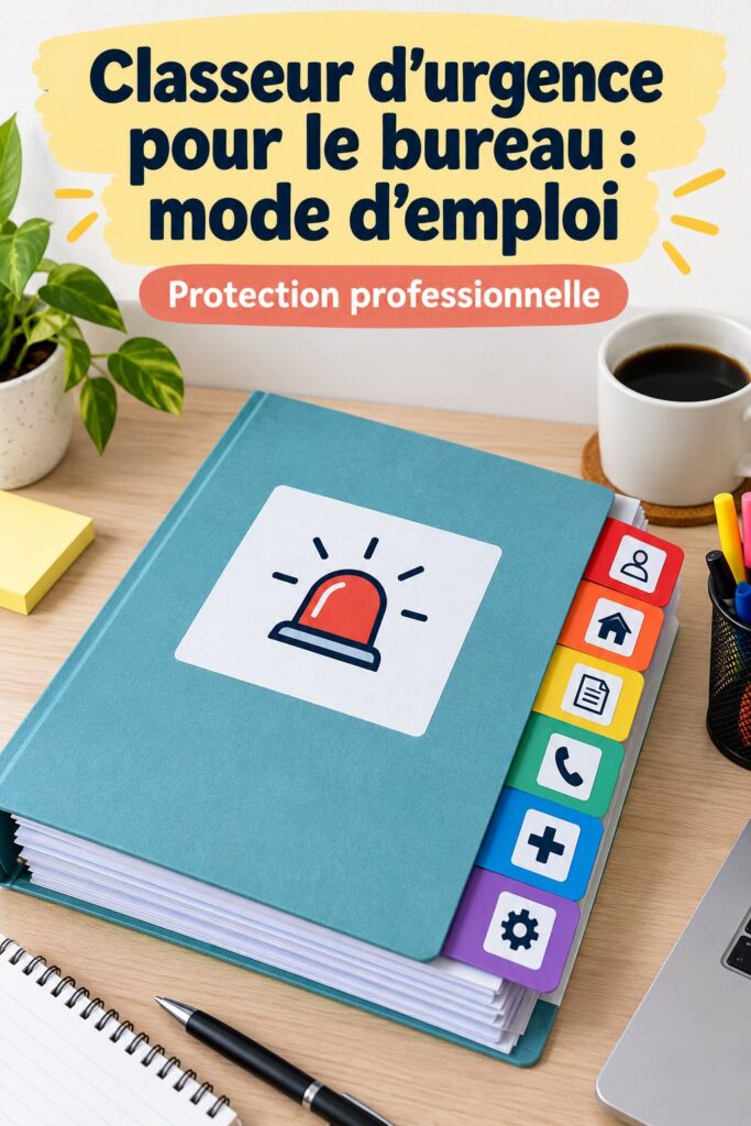 Classeur d'urgence bien organisé sur un bureau
