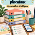 Des documents et notes sur une table, représentant l'importance de la documentation écrite pour les droits parentaux.