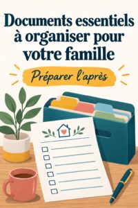 Un dossier bien organisé avec des documents familiaux importants sur une table