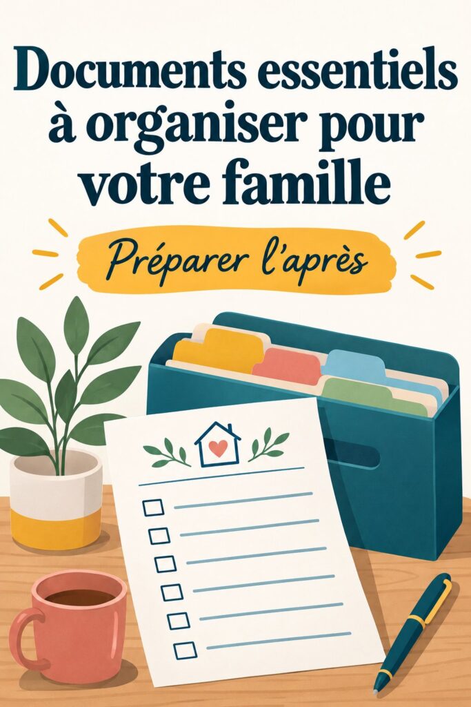 Un dossier bien organisé avec des documents familiaux importants sur une table