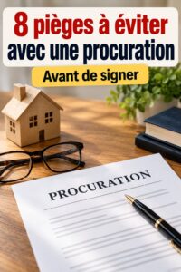 Femme examinant des documents juridiques avec une procuration à la main.
