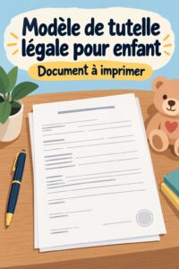 Image d'un formulaire de tutelle pour enfants sur un bureau, illustrant l'organisation familiale