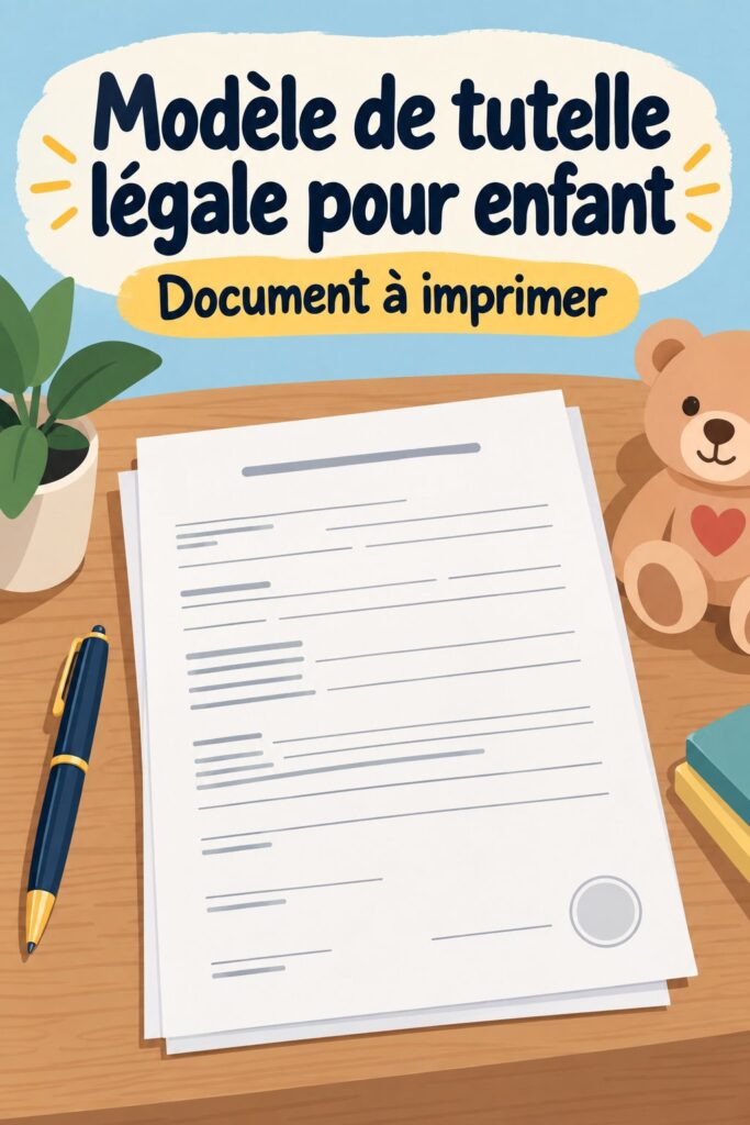Image d'un formulaire de tutelle pour enfants sur un bureau, illustrant l'organisation familiale