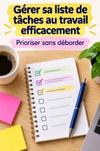 Femme en train d'organiser sa liste de tâches au travail, soulignant l'importance de l'organisation.