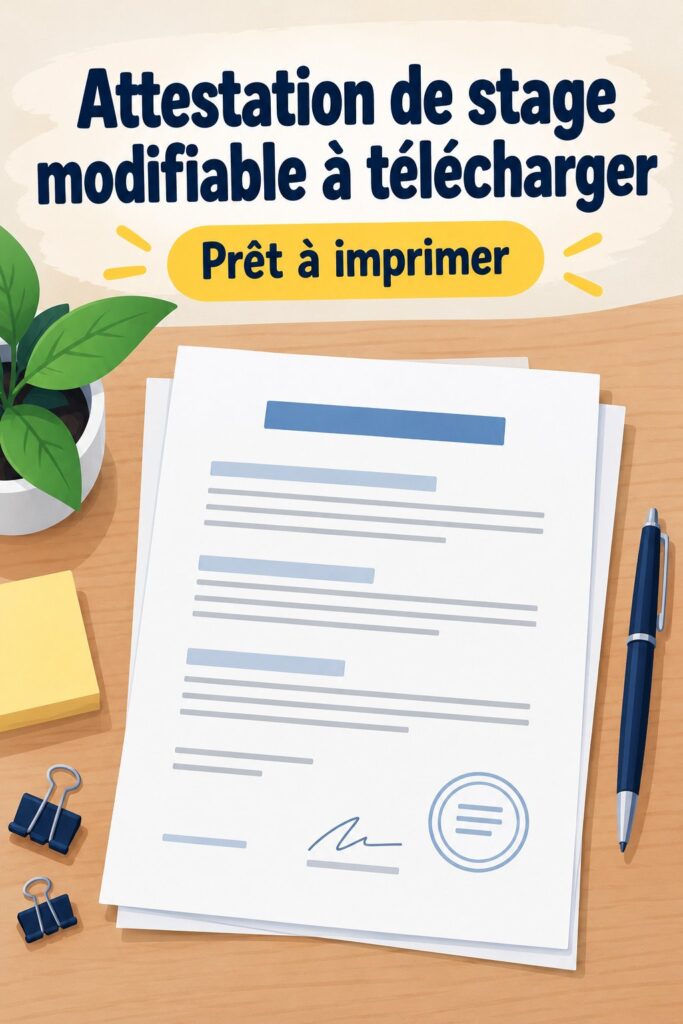 Modèle d'attestation de stage modifiable pour téléchargement