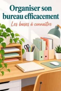 Un bureau organisé avec des accessoires pratiques et une décoration chaleureuse.