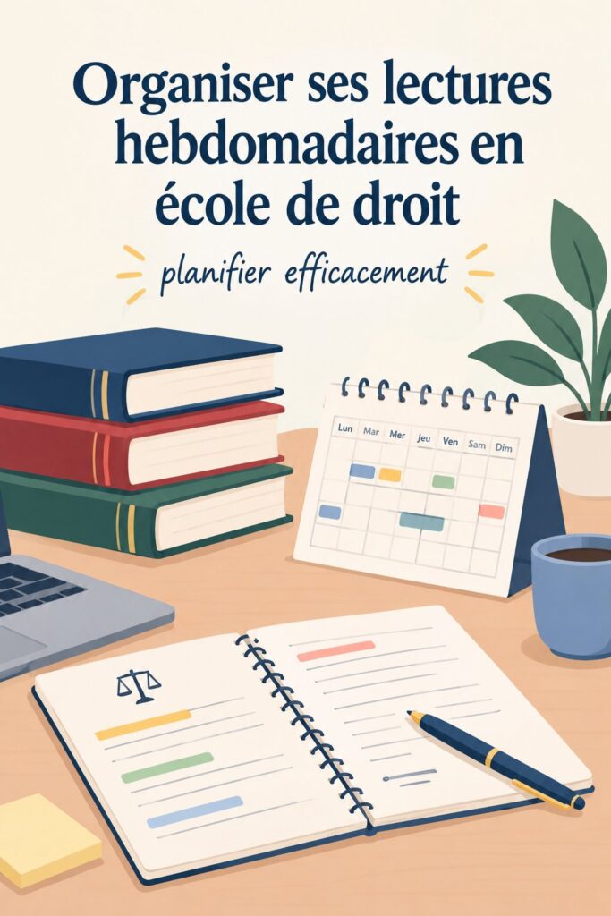 Étudiante en droit organisée avec un planning de lectures
