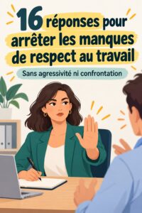 Illustration d'une femme en réunion qui exprime son désaccord avec respect